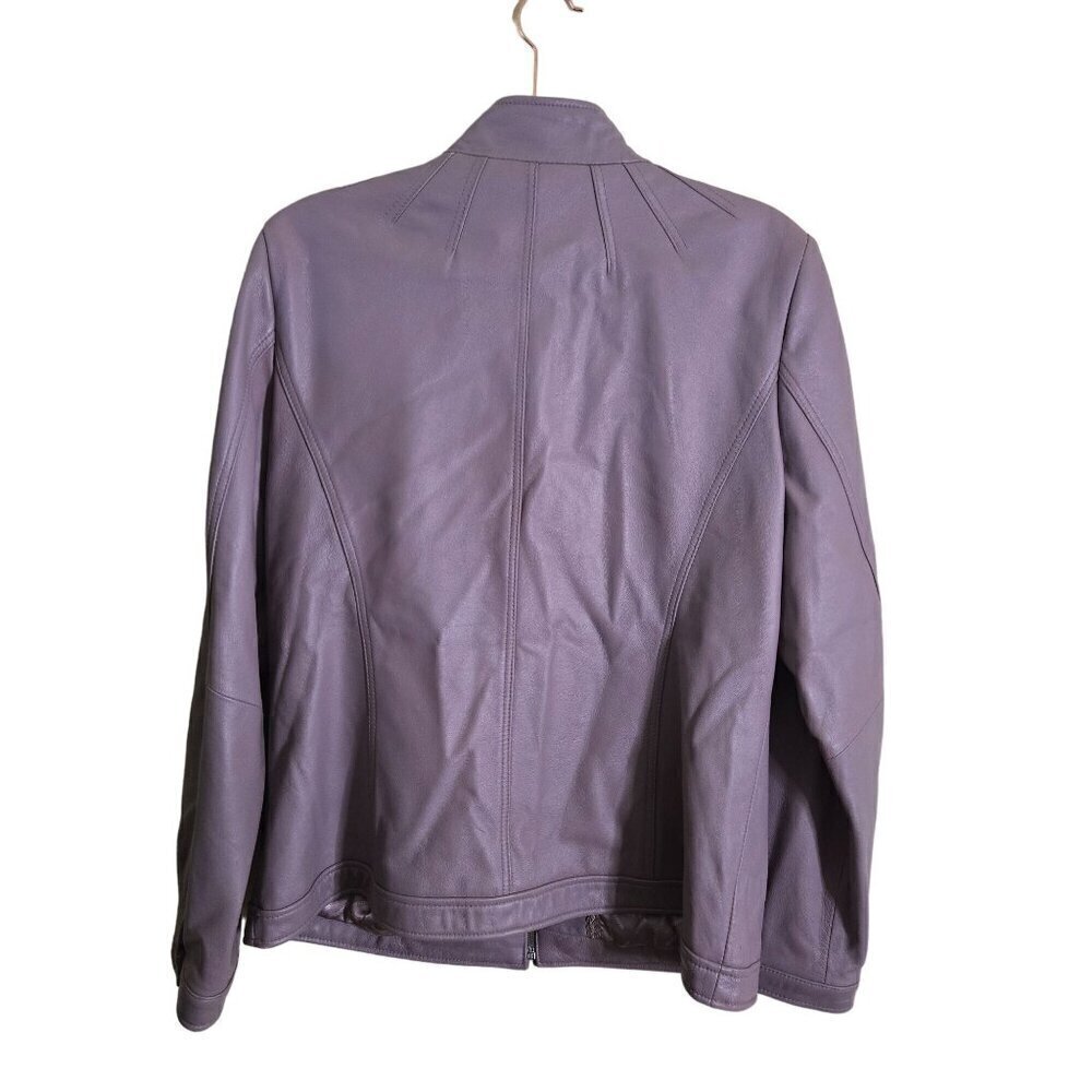 Bradley By Bradley Bayou Lavender Genuine Leather Jacket Size L - Picture 2 of 10